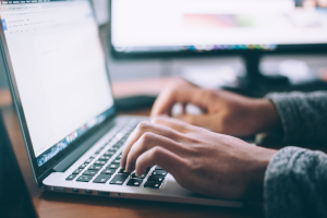 open laptop on a desk